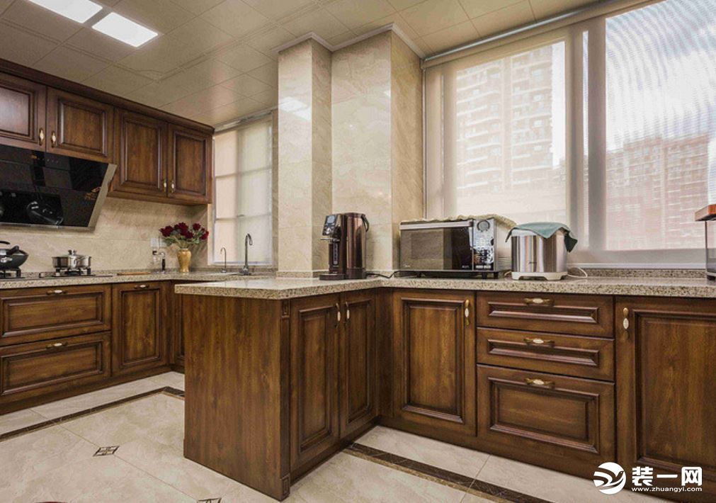 300平米复古美式风格复式别墅楼厨房装修图片