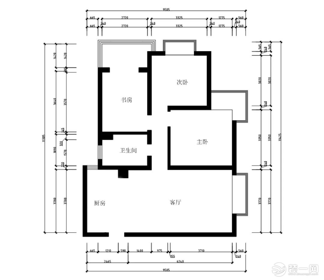 100平米三居室有娃户型设计图