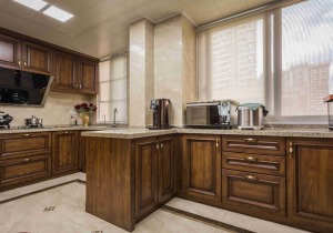 300平米复古美式风格复式别墅楼厨房装修图片