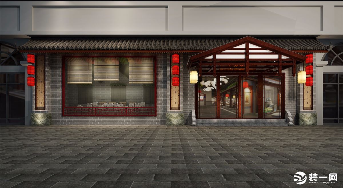 新中式商铺装修设计图中式商铺门头设计图