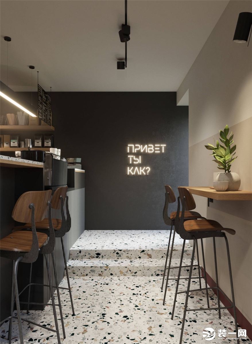 34平米小型咖啡店现代风格整体装修效果图
