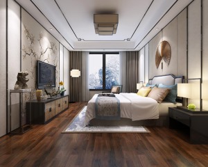 新中式复式卧室装修效果图