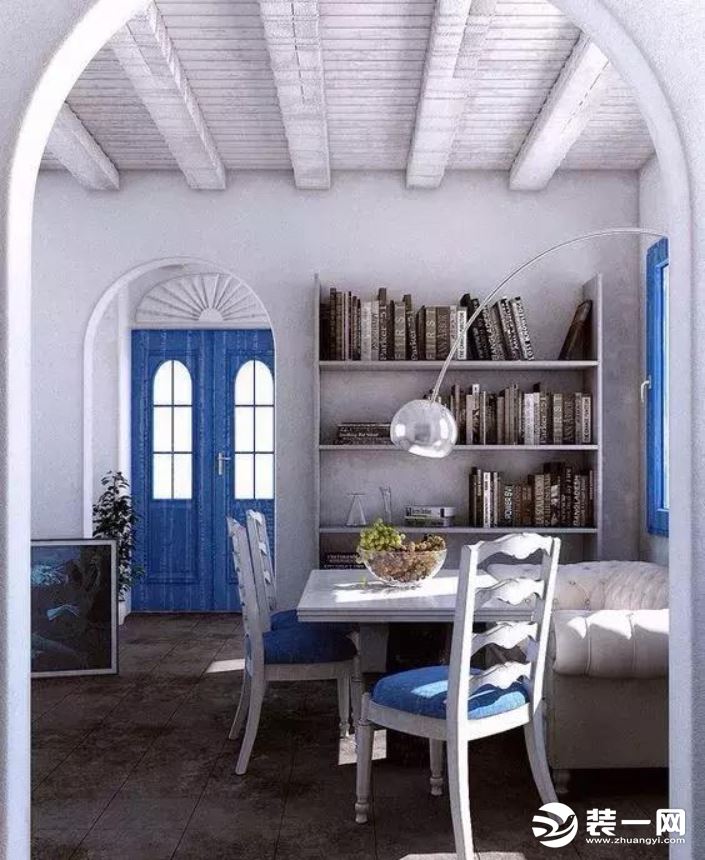 2019最新蓝白色系地中海风格别墅—餐厅装修图片