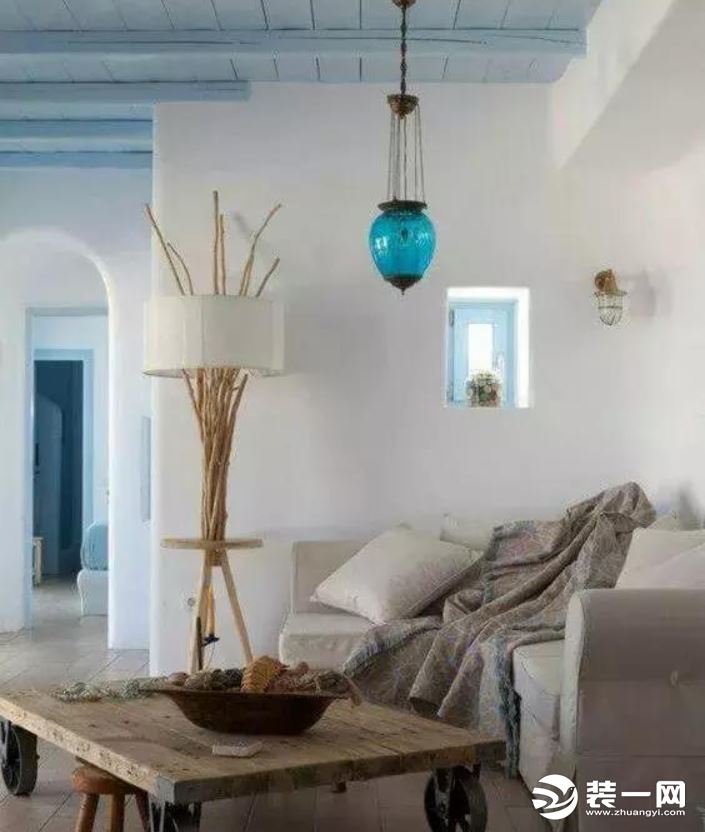 2019最新蓝白色系地中海风格别墅—客餐厅装修图片