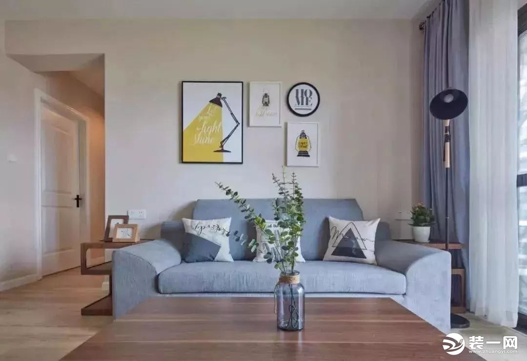 88平现代简约风格小户型沙发背景墙装修效果图