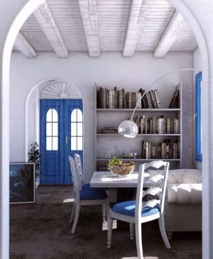2019最新蓝白色系地中海风格别墅—餐厅装修图片