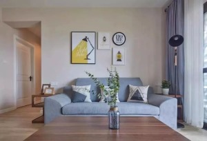 88平现代简约风格小户型沙发背景墙装修效果图