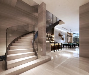 山水华府200平复式现代风格装修效果图楼梯区
