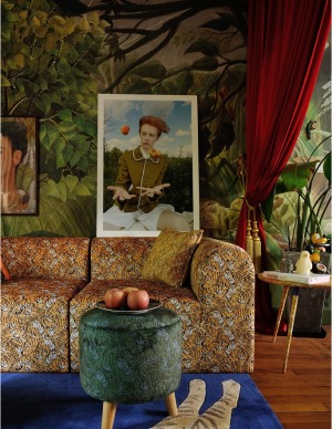 上海76平米老式公寓热带风格装修图片—客厅沙发背景墙展示