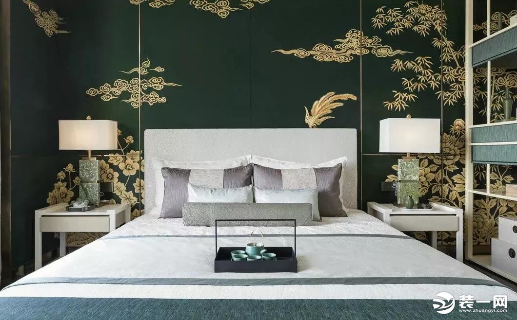 2019最新绿色系风格装修效果图—卧室