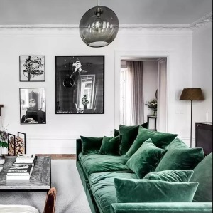 2019最新綠色系風格裝修效果圖—客廳沙發