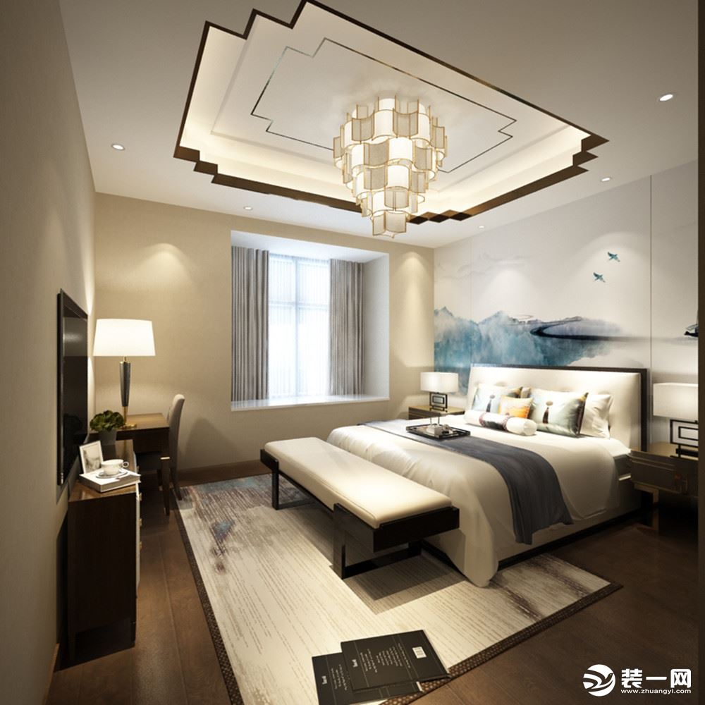 140平新中式卧室装修效果图