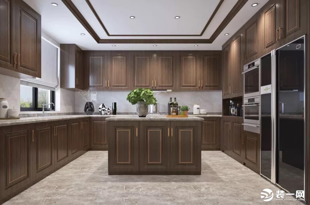 海珀澜庭新中式风格240平米别墅厨房装修效果图
