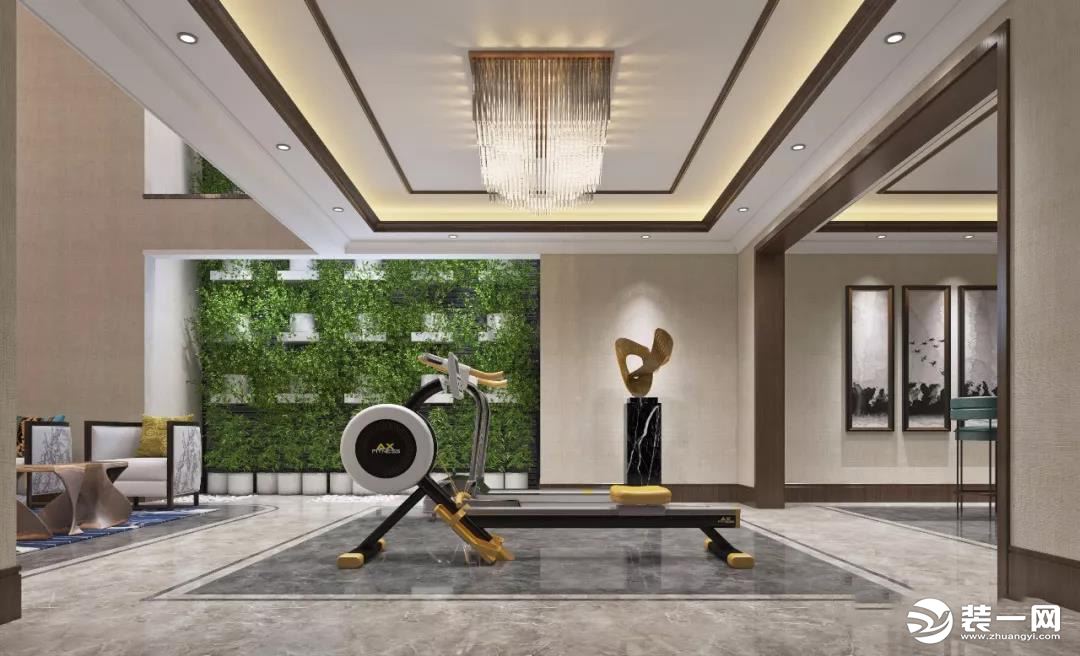 海珀澜庭新中式风格240平米别墅健身区装修效果图