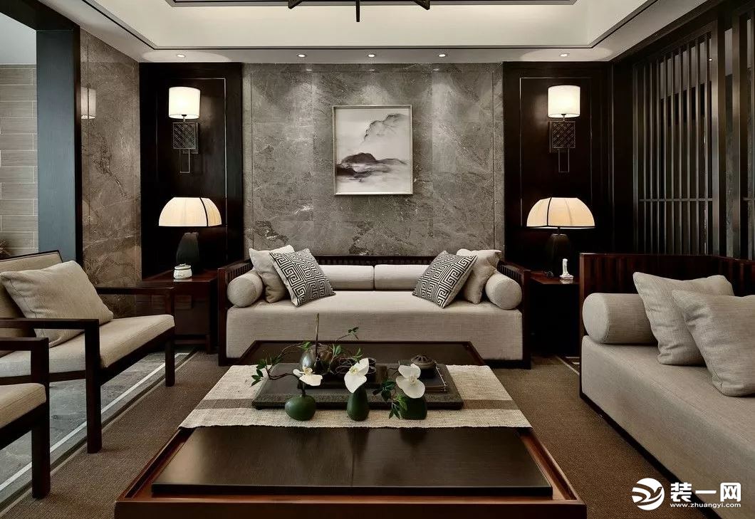中式风格沙发背景墙装修设计
