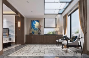 海珀澜庭新中式轻奢风格240平米别墅装修效果图