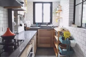 厨房橱柜安装效果图|厨房高低台面设计橱柜安装效果图