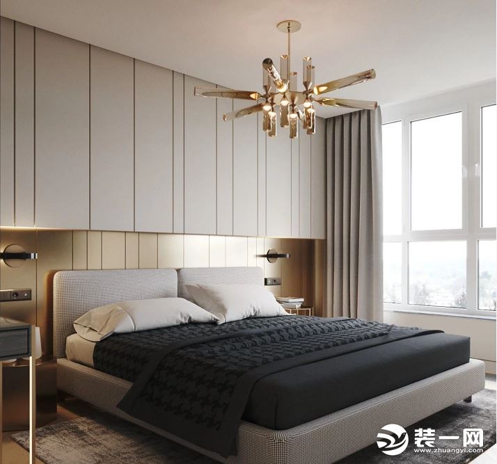 160平米大户型现代轻奢风格—卧室装修效果图