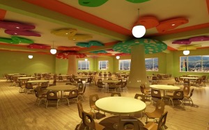 现代风格幼儿园餐厅效果图