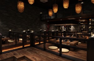 日式餐厅酒吧大厅装修效果图