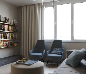 160平米大户型现代轻奢风格—客厅软装装修效果图