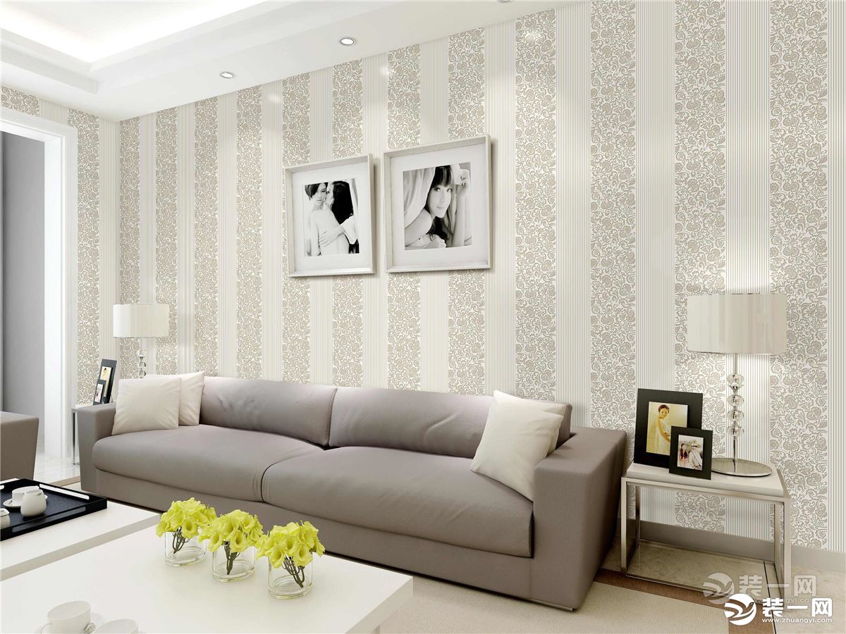 家装地中海清新客厅壁纸装修效果图 – 设计本装修效果图