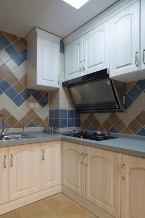 108平两居室美式地中海风格厨房装修效果图