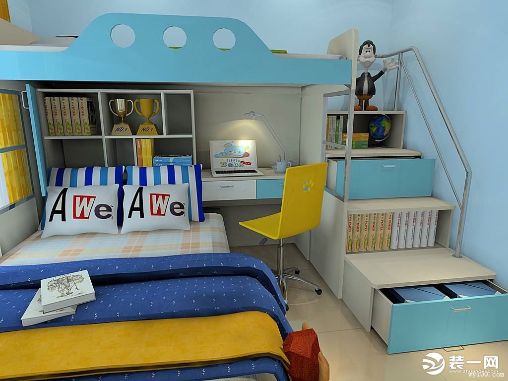 儿童房卧室上下铺床设计图-家居美图_装一网装修效果图