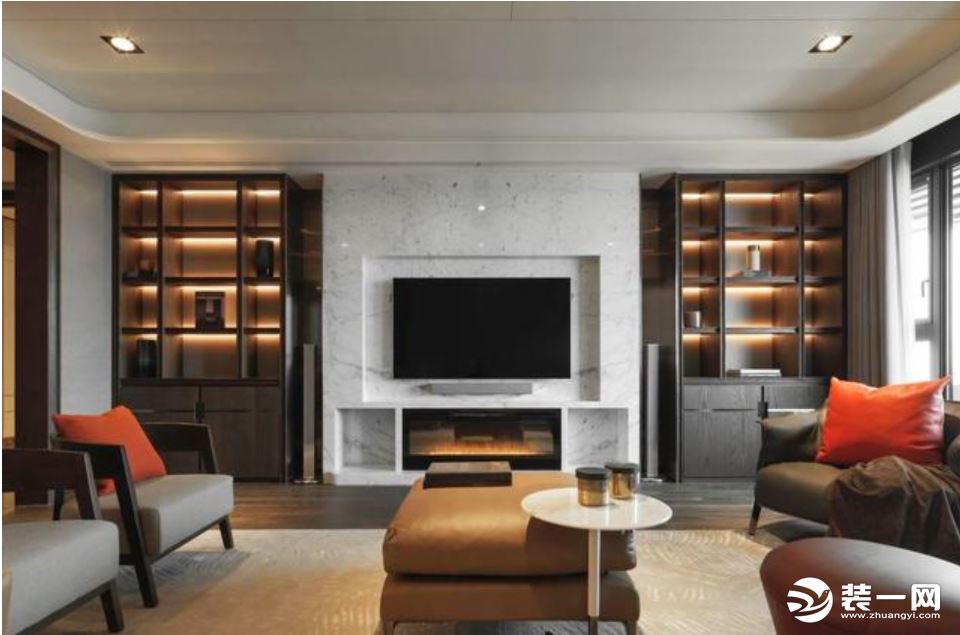 上海豪宅英式风格装修设计—800平米别墅客厅电视墙装修效果图