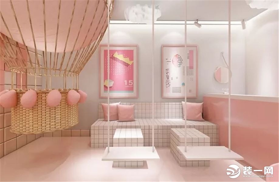 粉色网红店装修效果图图片