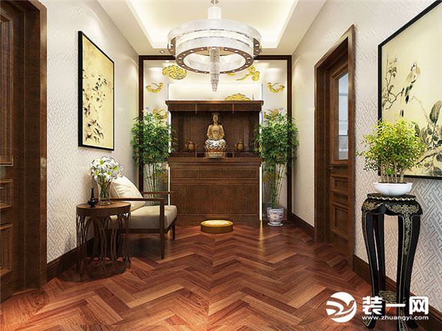 唐山明珠花苑三居室130平米中式风格装修案例效果