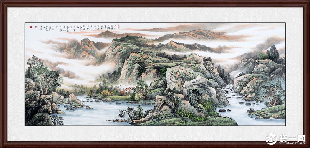 中式书房挂画的选择|明亮清丽的山水画