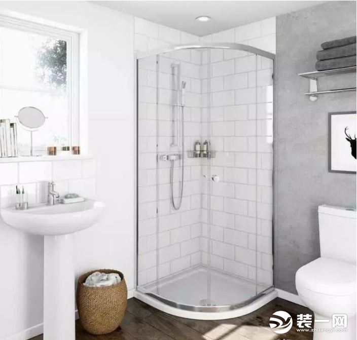 小型卫生间卫生间淋浴房玻璃隔断造型装修图片