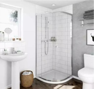 小型卫生间卫生间淋浴房玻璃隔断造型装修图片