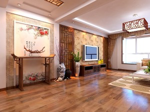 新中式风格三室两厅客厅效果图