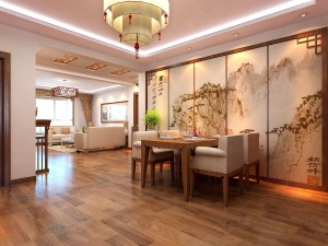 新中式风格三室两厅餐厅效果图