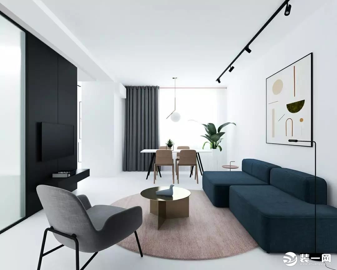 现代风格蓝色系客厅沙发款式