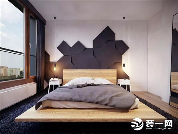 卧室黑色床头背景墙设计