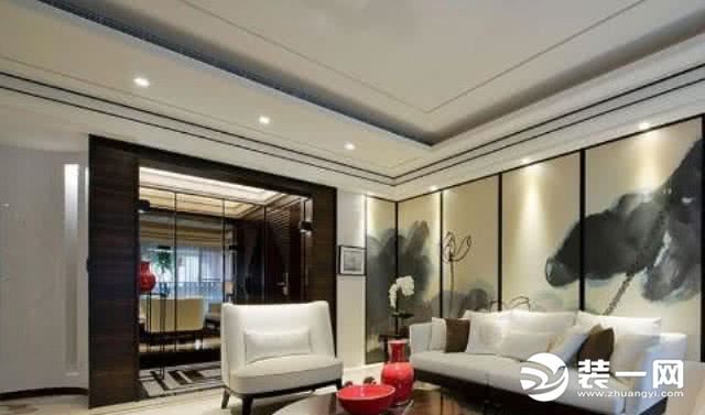 新中式风格婚房客厅装修实景图