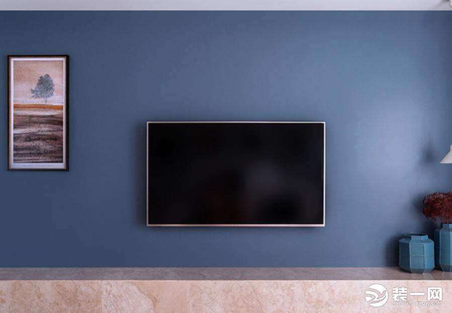 纯色系列—极简主义风格电视背景墙装修图片