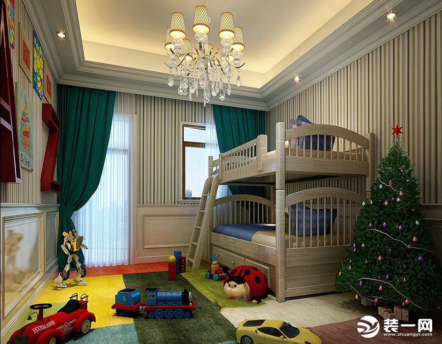 欧式圣诞风格15平米儿童房间设计实景图