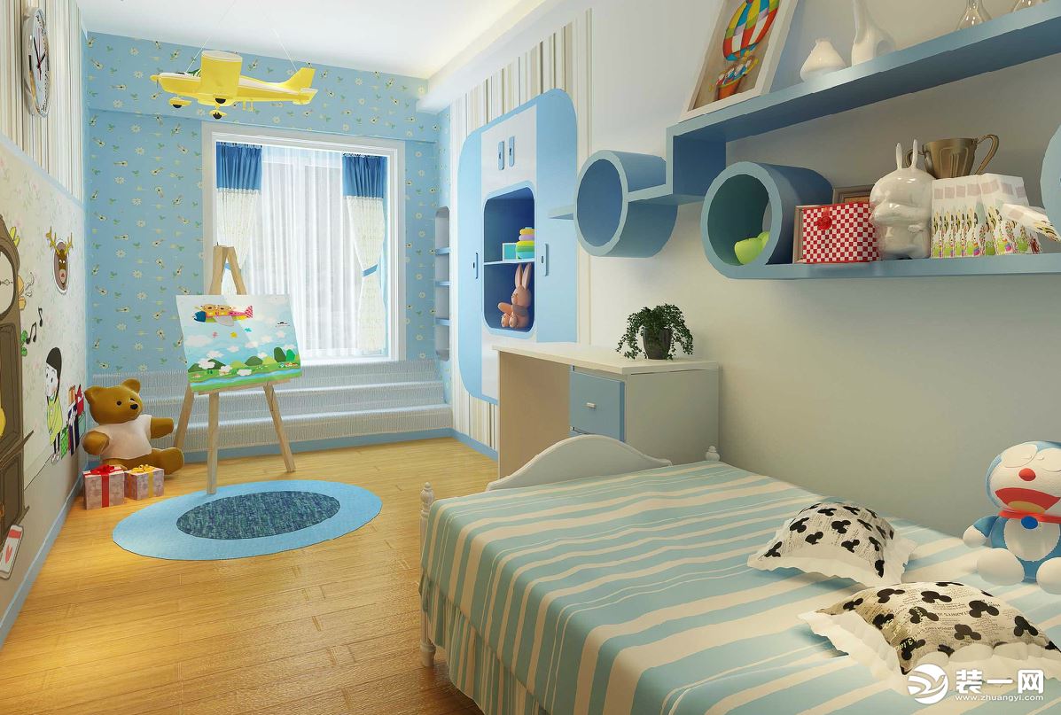 现代温馨风格15平米儿童房间设计实景图