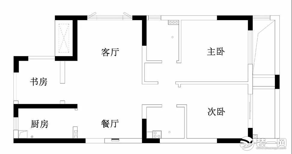 90平三室一厅现代北欧风设计效果图