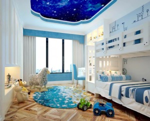 地中海風格15平米兒童房間設計實景圖