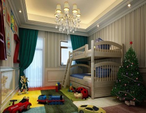 歐式圣誕風格15平米兒童房間設計實景圖