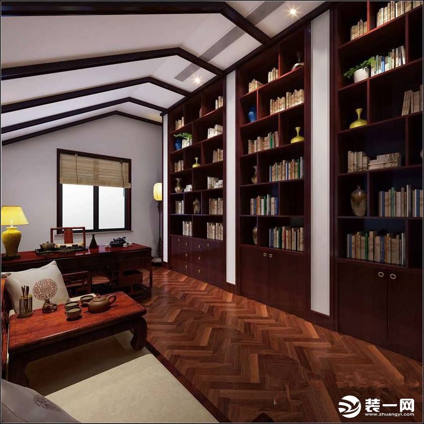 中式书房吊顶装修设计效果图