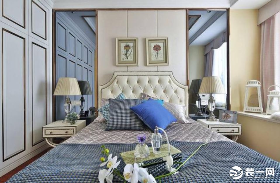 欧式风格软包卧室床头背景图片
