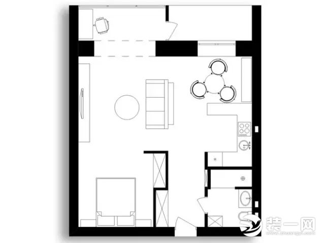 单身公寓装修效果平面图