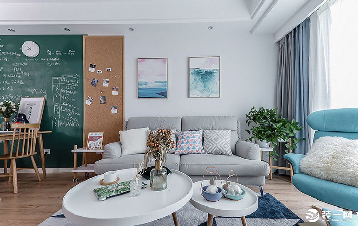 小户型北欧风格两居室装修效果图片—客厅