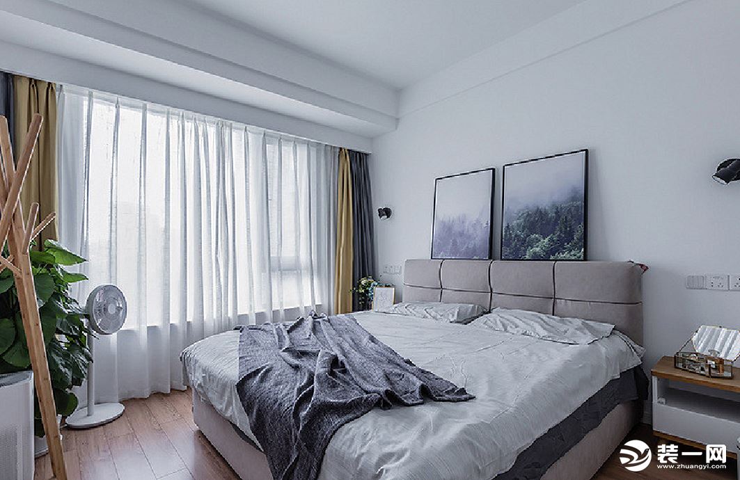 小户型北欧风格两居室装修效果图片—卧室